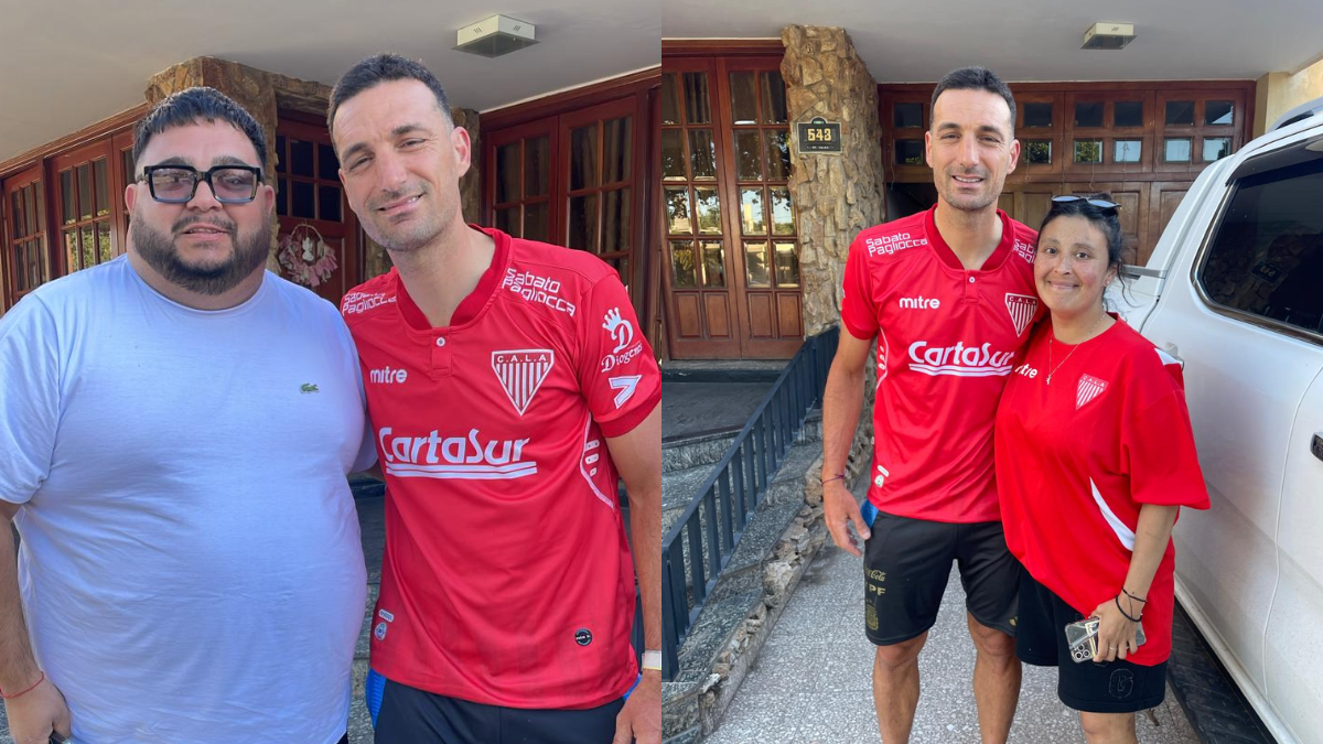 Lionel Scaloni recibió una remera de Los Andes de regalo. Lionel Scaloni recibió una remera de Los Andes de regalo.