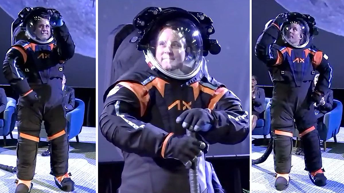 Así lució un astronauta el modelo del traje que usarán en la Nasa para volver a la Luna en el 2025 con personas. El diseño se mostró este miércoles 15 de marzo del 2023.