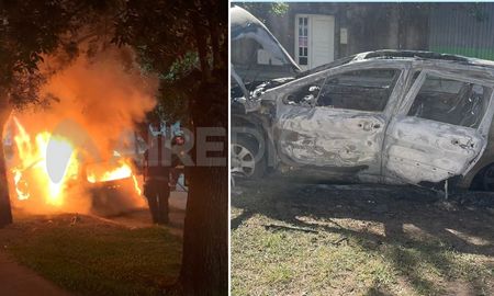 Quemaron un auto en San Juan y Amenábar, en la ciudad de Santa Fe Quemaron un auto en San Juan y Amenábar, en la ciudad de Santa Fe