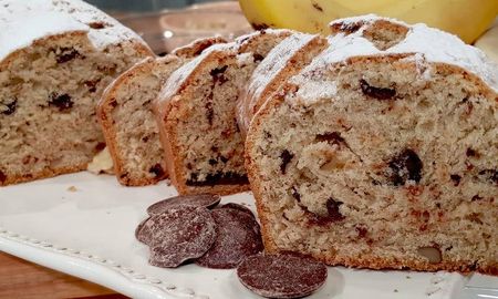 budin de banana, chocolate y nuez budin de banana, chocolate y nuez