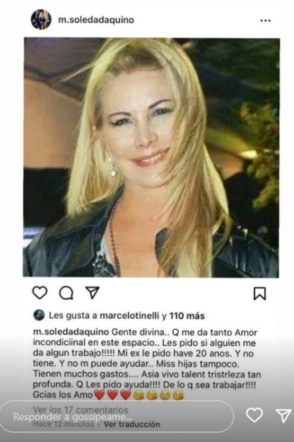 Soledad Aquino mediante su cuenta de Instagram dejó un preocupante mensaje.