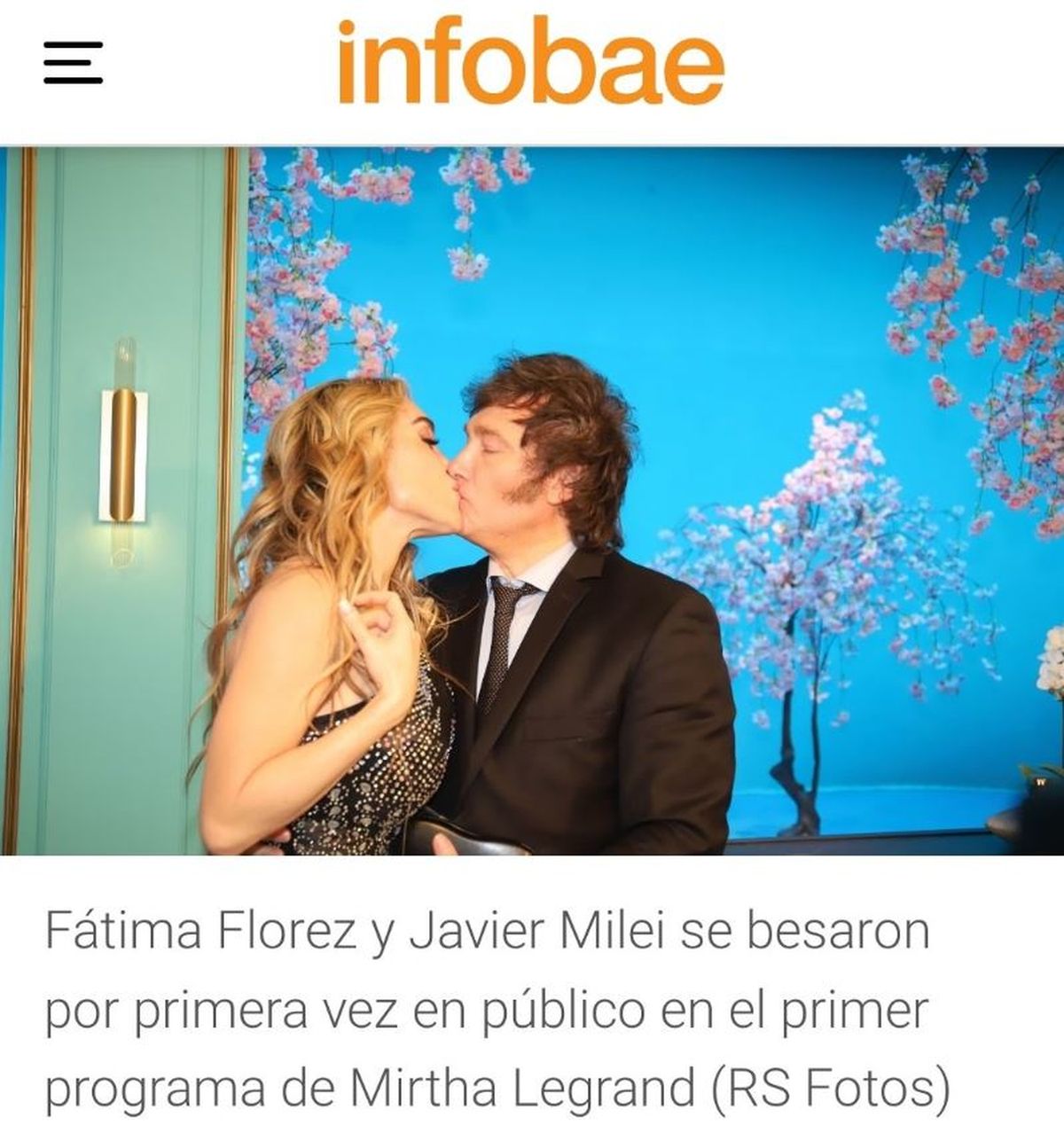Fátima Florez y Javier Milei, apasionados en lo de Mirtha Legrand. (PH: Infobae, by RS FOTOS) Fátima Florez y Javier Milei, apasionados en lo de Mirtha Legrand. (PH: Infobae, by RS FOTOS)