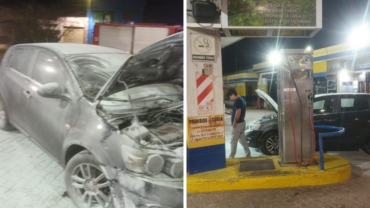 Santa Fe: incendio en el motor de un auto dentro de una estación de servicios.
