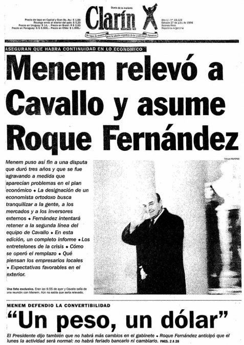 Tapa del diario Carín 27 de junio 1996.