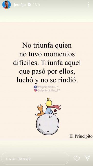 El posteo de Jeremías Fijo tras el pedido de disculpas de su papá.