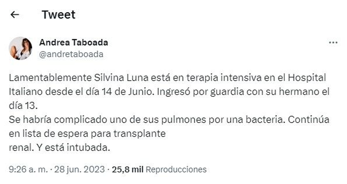 EL TWEET DE ANDREA TABOADA. EL TWEET DE ANDREA TABOADA.