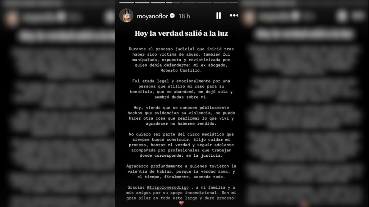 Moyano contó que habría sufrido sufrió la manipulación por parte de Roberto Castillo. Moyano contó que habría sufrido sufrió la manipulación por parte de Roberto Castillo.