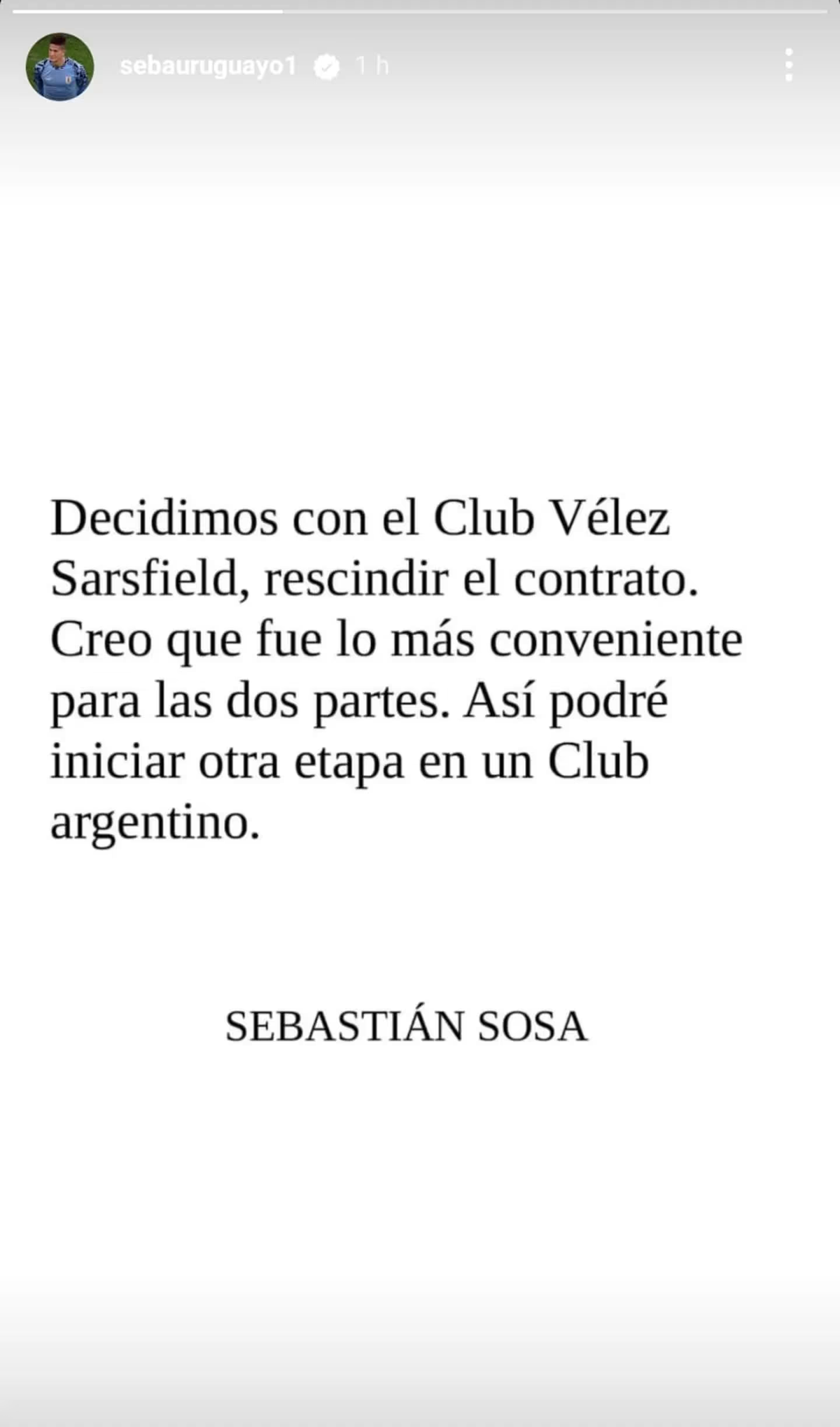 Sebastián Sosa rompió el silencio tras la rescisión de su contrato con Vélez. Sebastián Sosa rompió el silencio tras la rescisión de su contrato con Vélez.