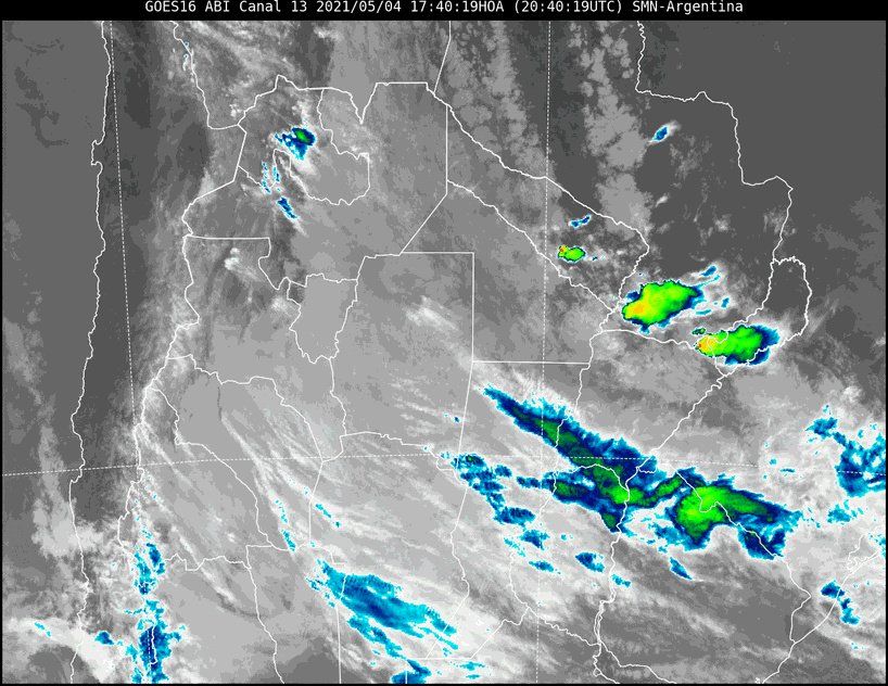 Imagen satelital del tiempo a las 17.40 del martes.