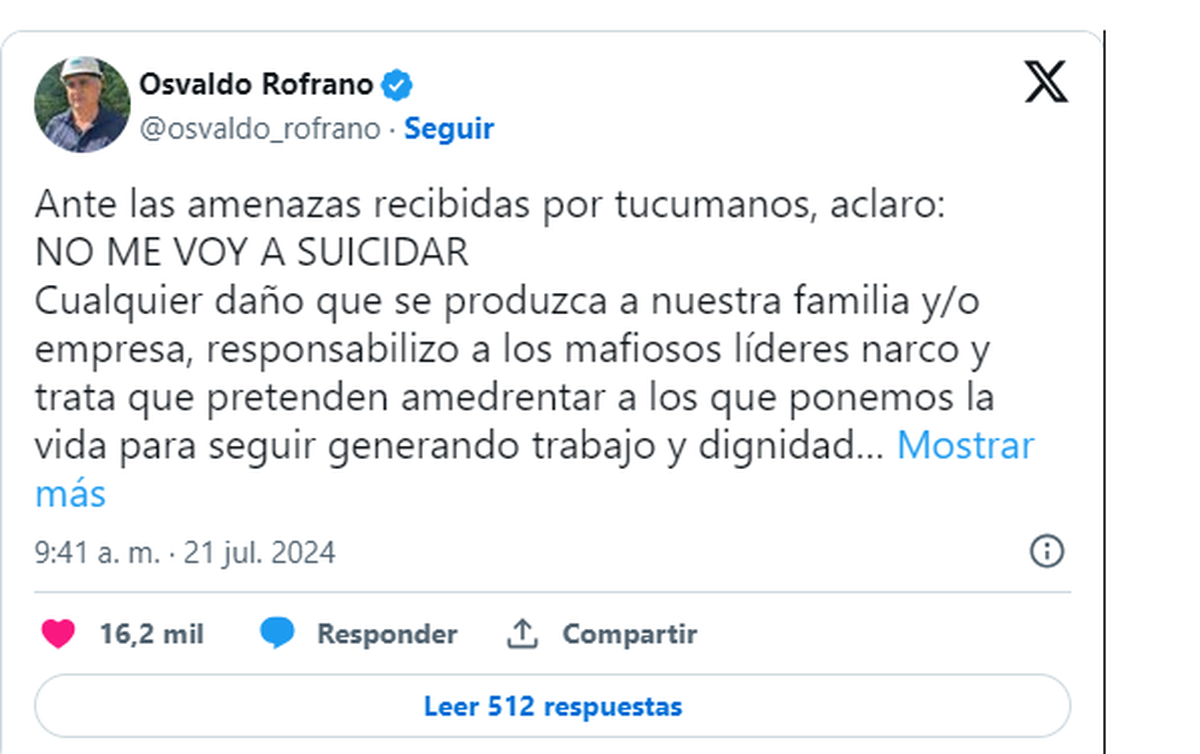 El empresario Osvaldo Rofrano, de 64 años, fue encontrado fallecido en su residencia en Chacras de Coria. El empresario Osvaldo Rofrano, de 64 años, fue encontrado fallecido en su residencia en Chacras de Coria.