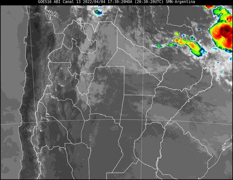 En la imagen satelital se observa el cielo de nuestra provincia con poca nubosidad.