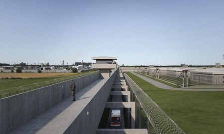 El doble muro previsto para El Infierno, con torreones de vigilancia. El doble muro previsto para El Infierno, con torreones de vigilancia.