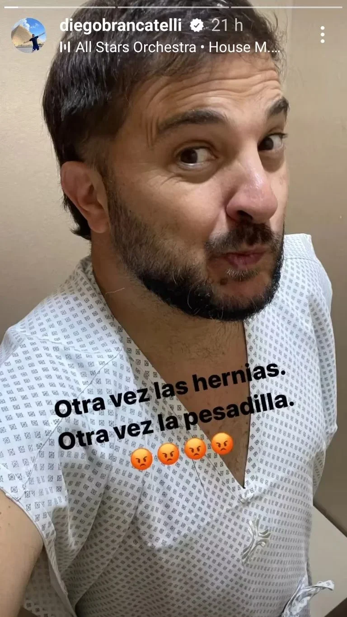 Diego Brancatelli nuevamente se encuentra cruzando un problema de salud grave.
