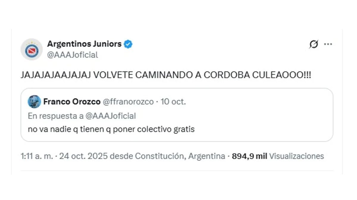 La burla de una cuenta oficial de un club de f&uacute;tbol a un hincha.