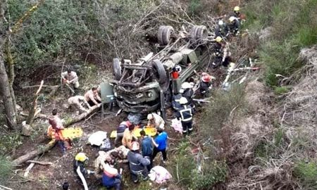 El camión del Ejército volcó y cayó a un precipicio de unos quince metros a la vera de la Ruta Provincial 62 de Neuquén. El camión del Ejército volcó y cayó a un precipicio de unos quince metros a la vera de la Ruta Provincial 62 de Neuquén.