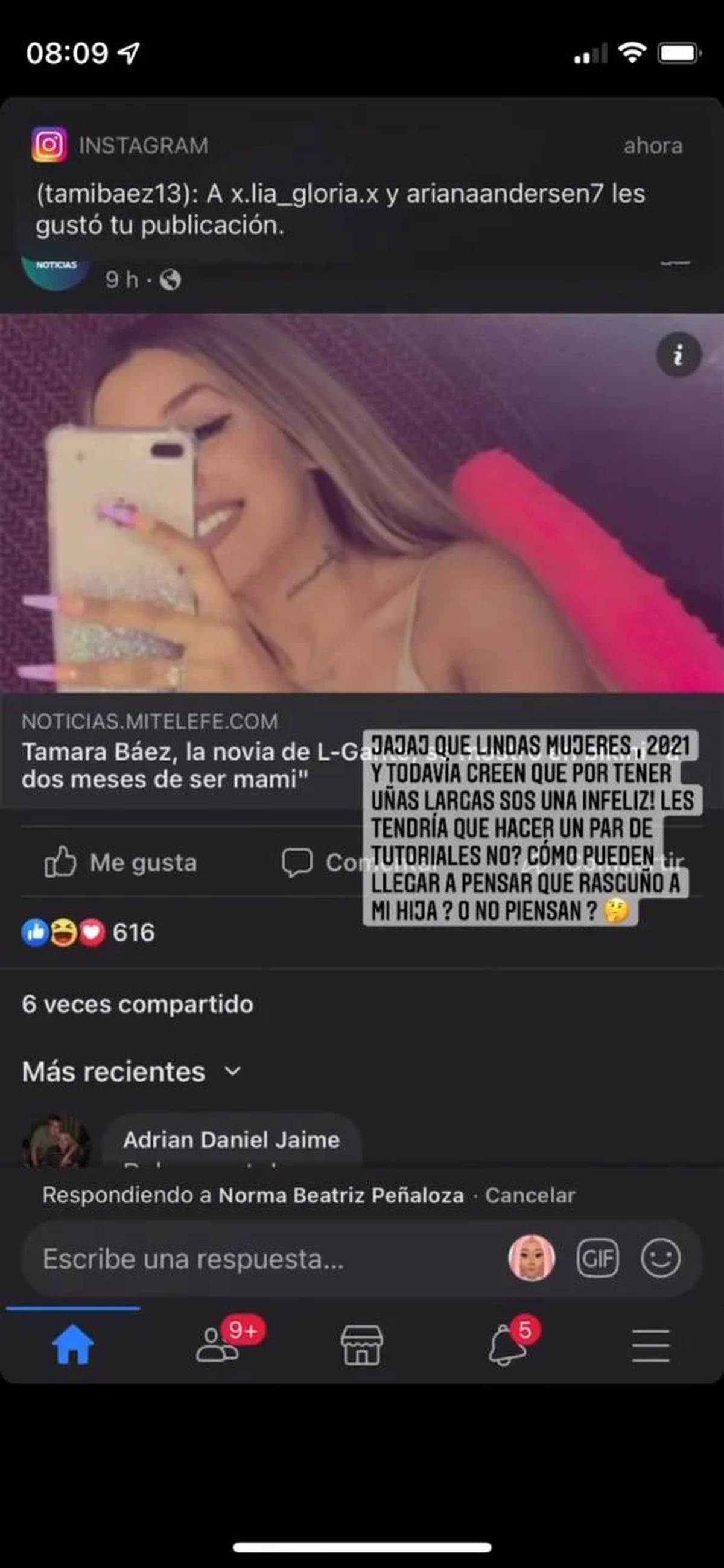 Tamara B&aacute;ez le hizo frente a las cr&iacute;ticas.