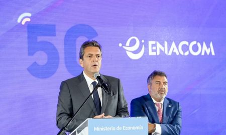 Sergio Massa, ministro de Economía, encabezó el acto para la licitación del 5G. Sergio Massa, ministro de Economía, encabezó el acto para la licitación del 5G.