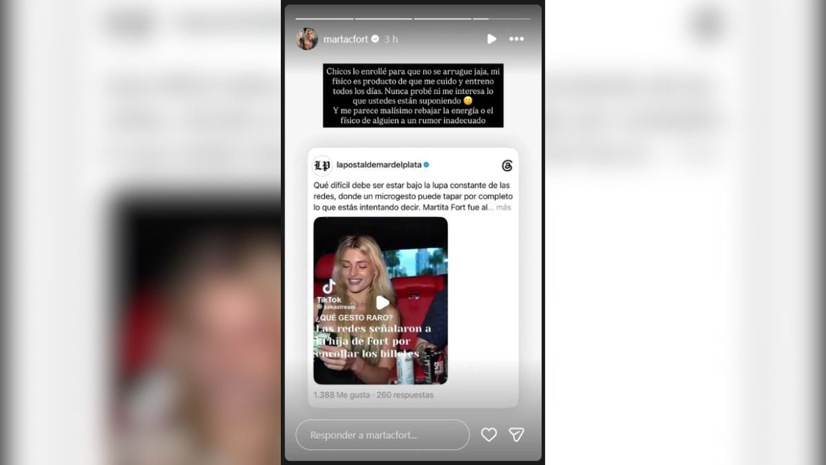 A través de una historia en Instagram, Martita Fort desmintió los rumores que la relacionaban con drogas. A través de una historia en Instagram, Martita Fort desmintió los rumores que la relacionaban con drogas.