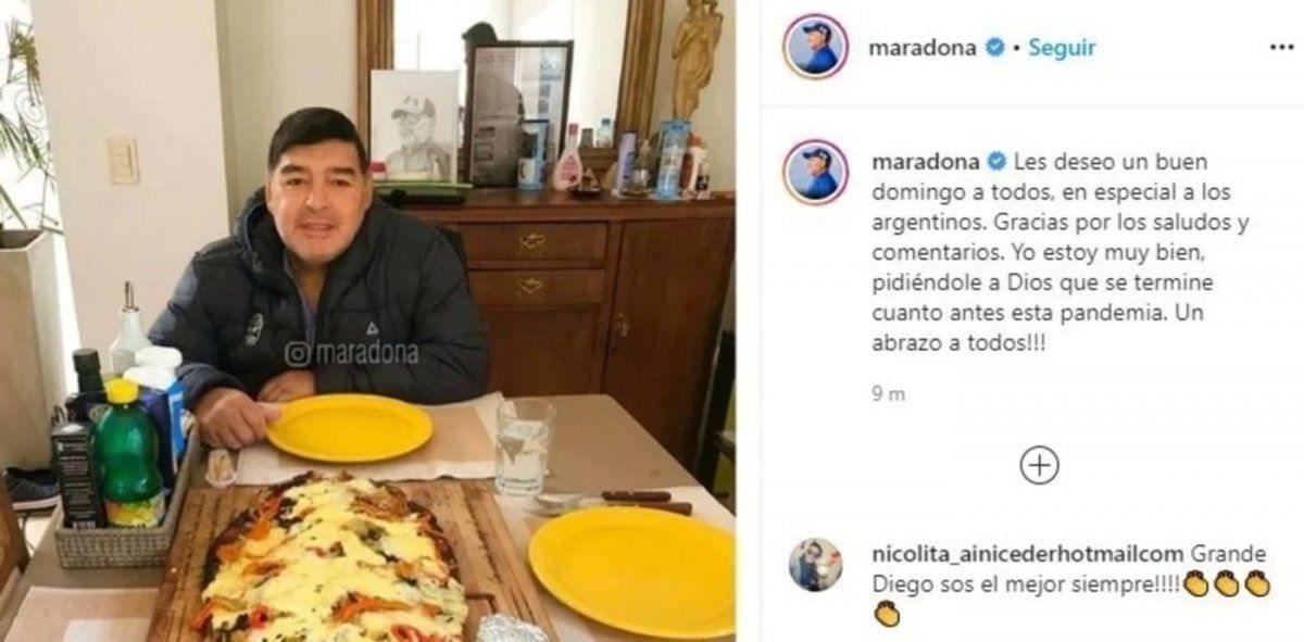 El mensaje de Diego Maradona a los argentinos en su cuenta de Instagram