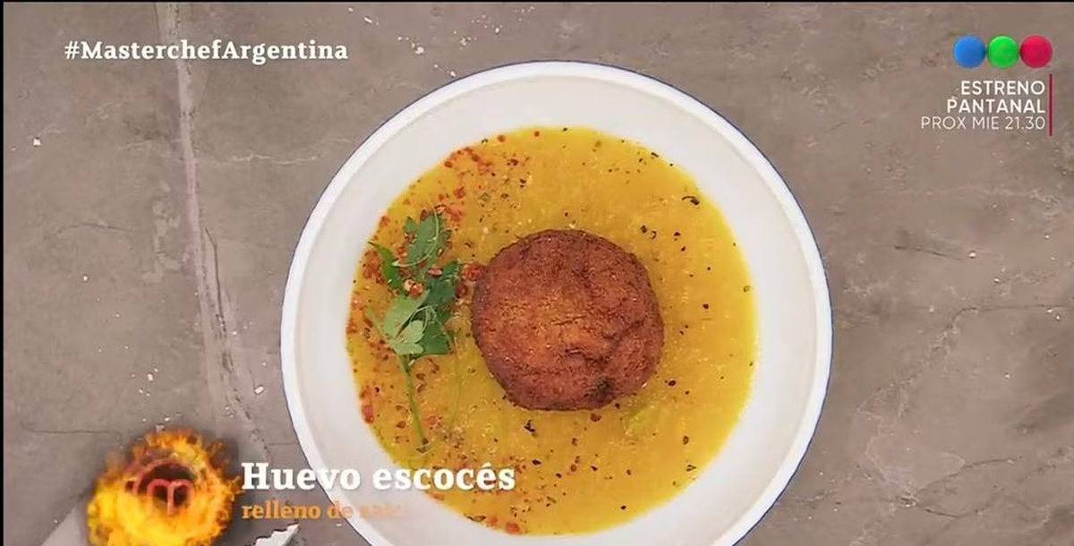 Antonio de MasterChef sorprendió con el huevo escocés con chorizo colorado. Antonio de MasterChef sorprendió con el huevo escocés con chorizo colorado.