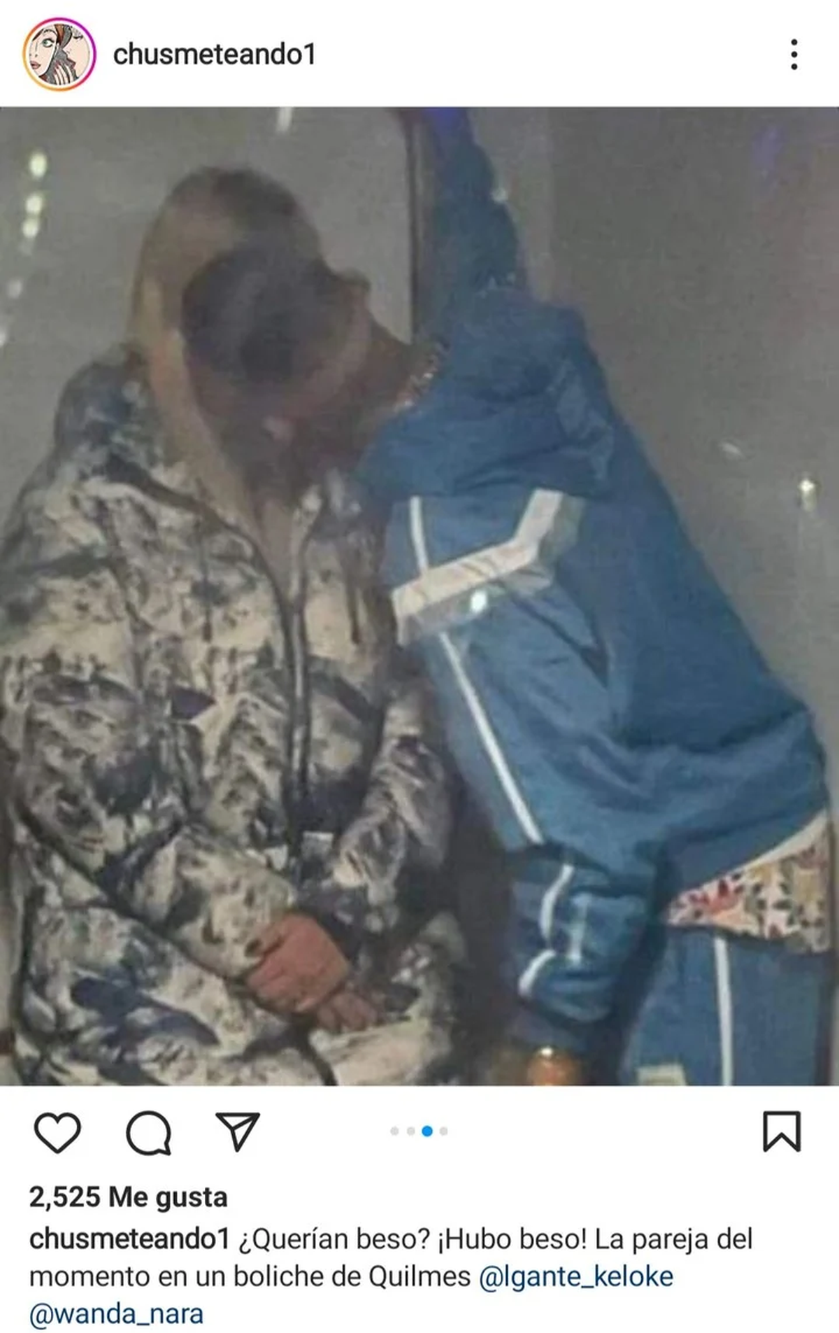El beso de Wanda Nara y L-Gante.
