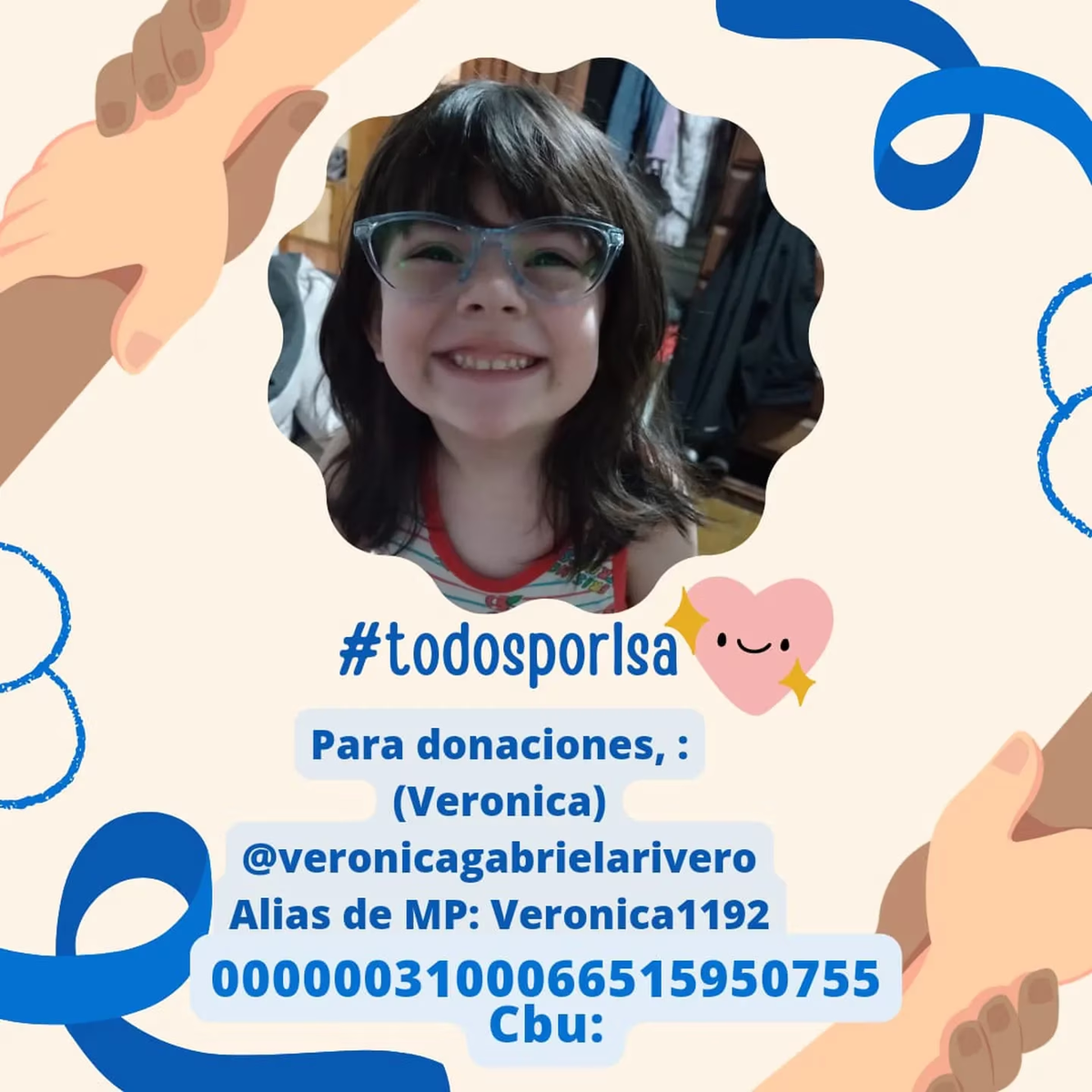 La campaña para ayudar a Isabella con los gastos de su internación en el Hospital Garrahan lleva el nombre #TodosPorIsa.