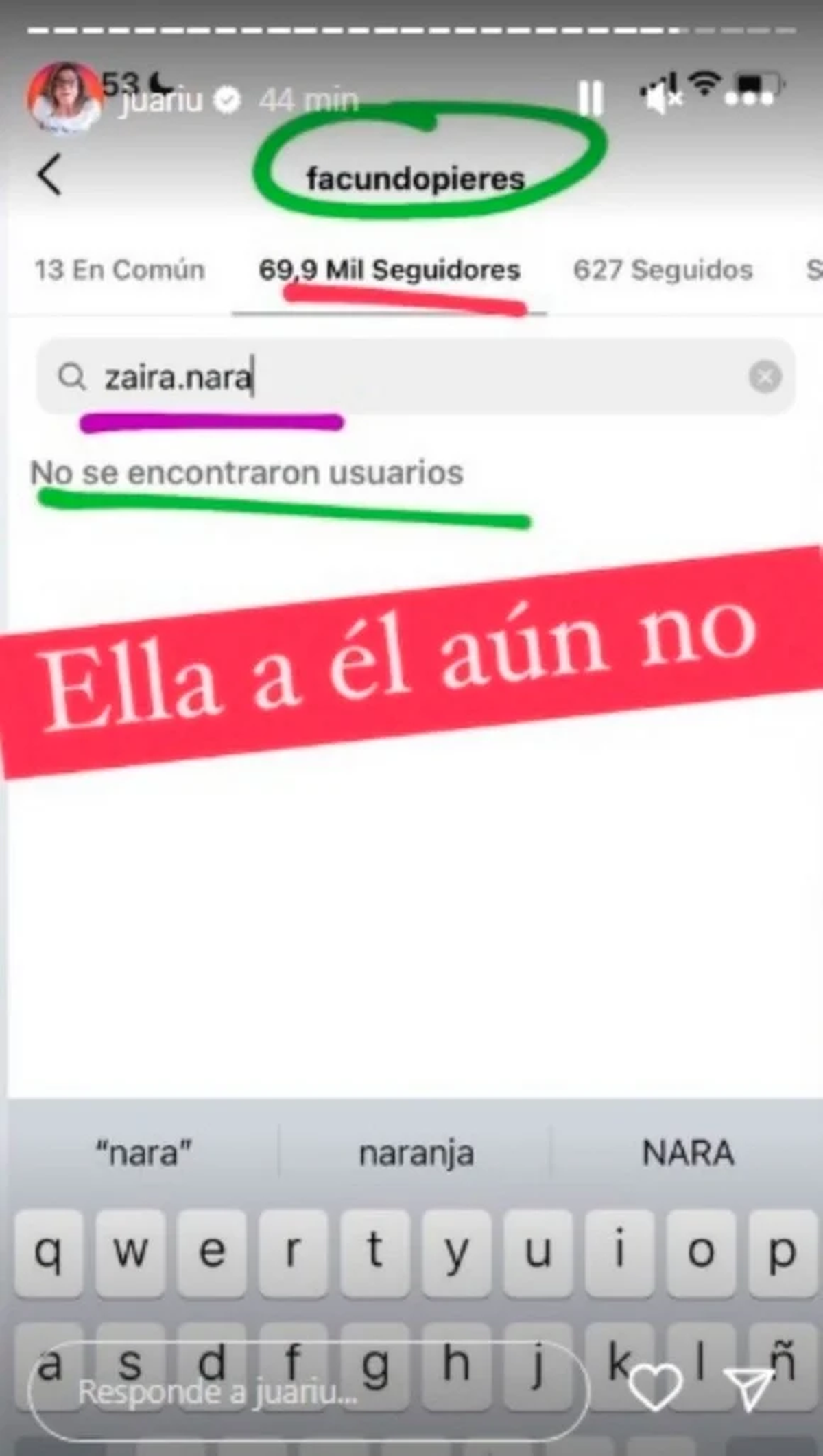 Aunque el polista sigue a Zaira, parece que ella aún no de volvió el gesto. 