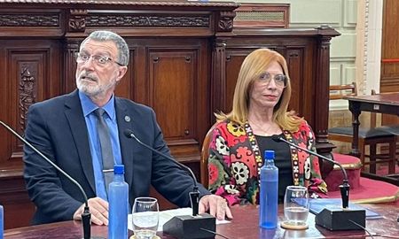 Ana Morel junto al ministro de Seguridad Rubén Rimoldi durante una reunión en la Cámara de Diputados, en octubre de 2022. Ana Morel junto al ministro de Seguridad Rubén Rimoldi durante una reunión en la Cámara de Diputados, en octubre de 2022.