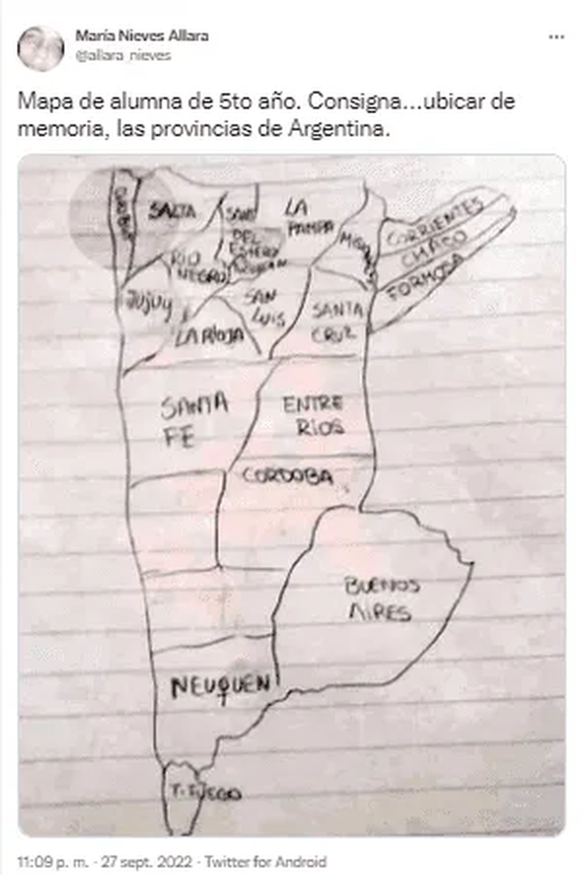 Una profesora compartió en Twitter el resultado de una de sus alumnas de quinto año en una simple tarea y generó polémica.