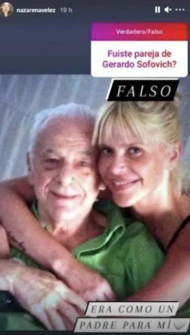Nazarena Vélez desmintió haber tenido un romance con Gerardo Sofovich.
