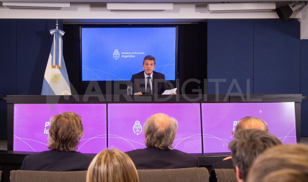 El ministro de Economía Sergio Massa anunció medidas este miércoles en una conferencia de prensa realizada en el Palacio de Hacienda.