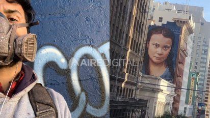 La historia detrás del mural de Greta Thunberg, que pintó el santafesino Niño de Cobre