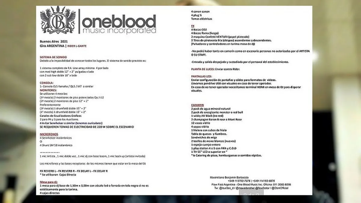 Las 14 exigencias de L-Gante para sus recitales.