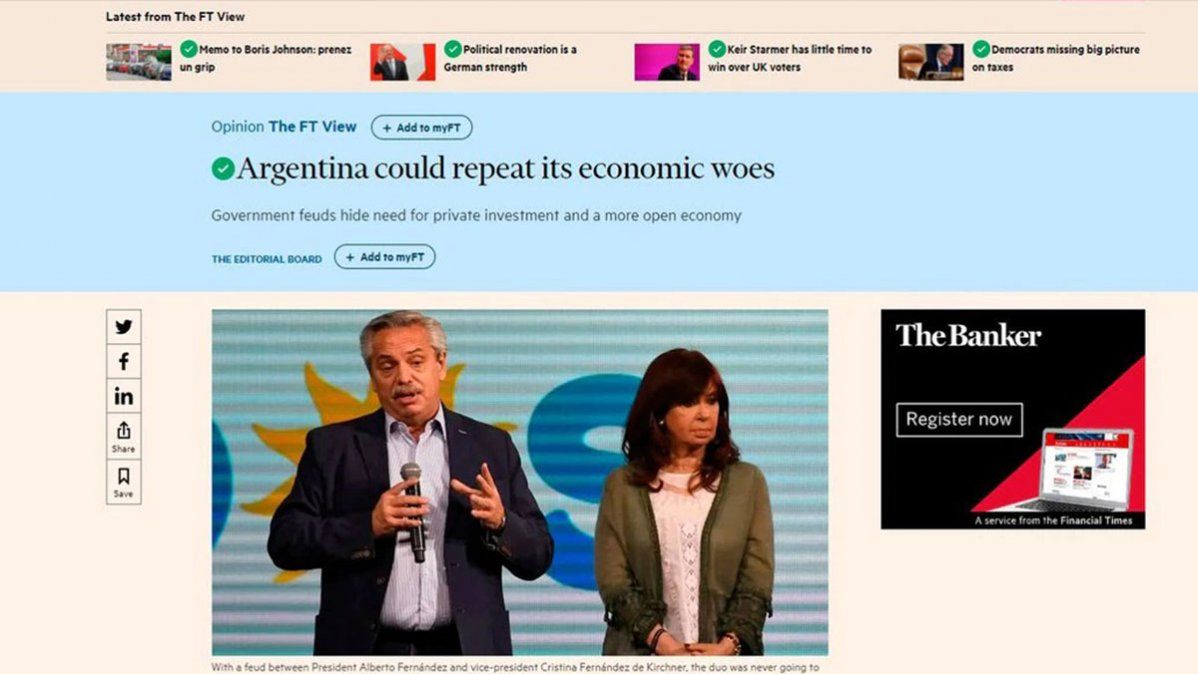 El Financial Times advirtió sobre la crisis económica