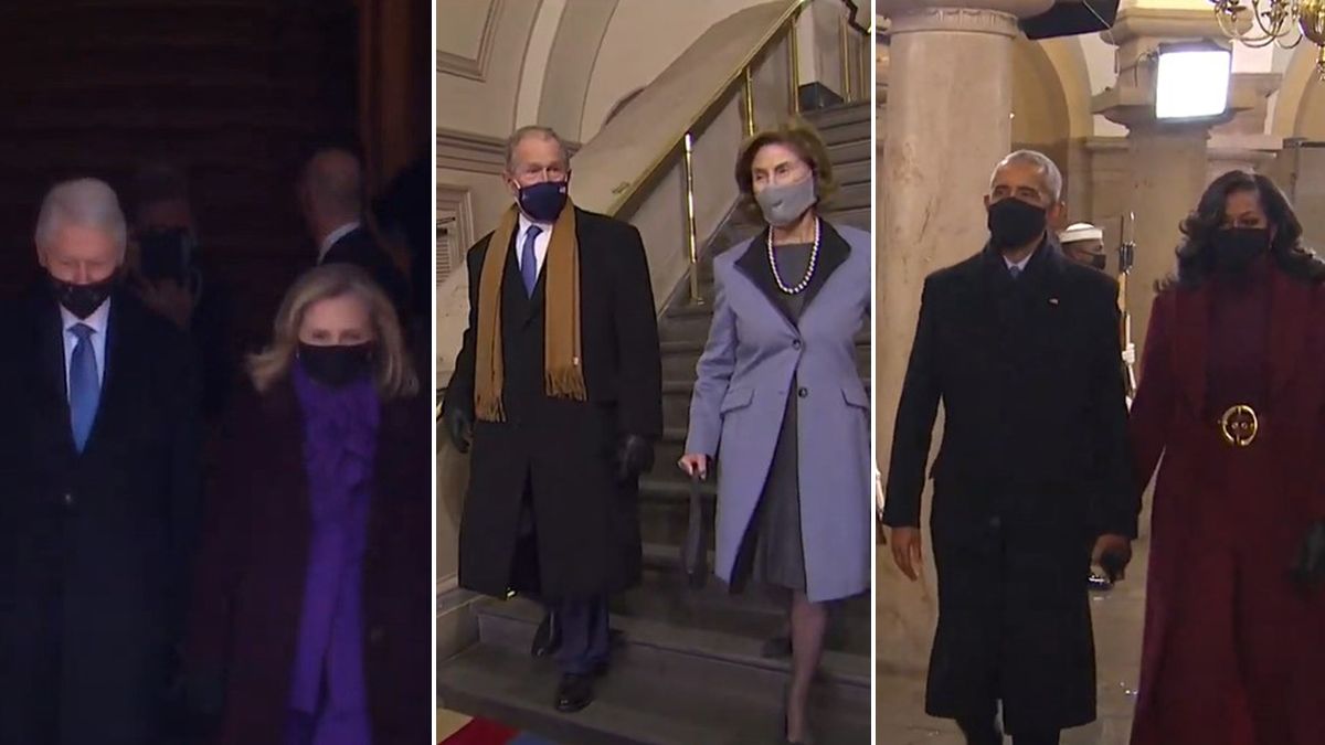 Antes de las 13 horas (en Argentina), llegaron Clinton, Bush y Obama al Capitolio.