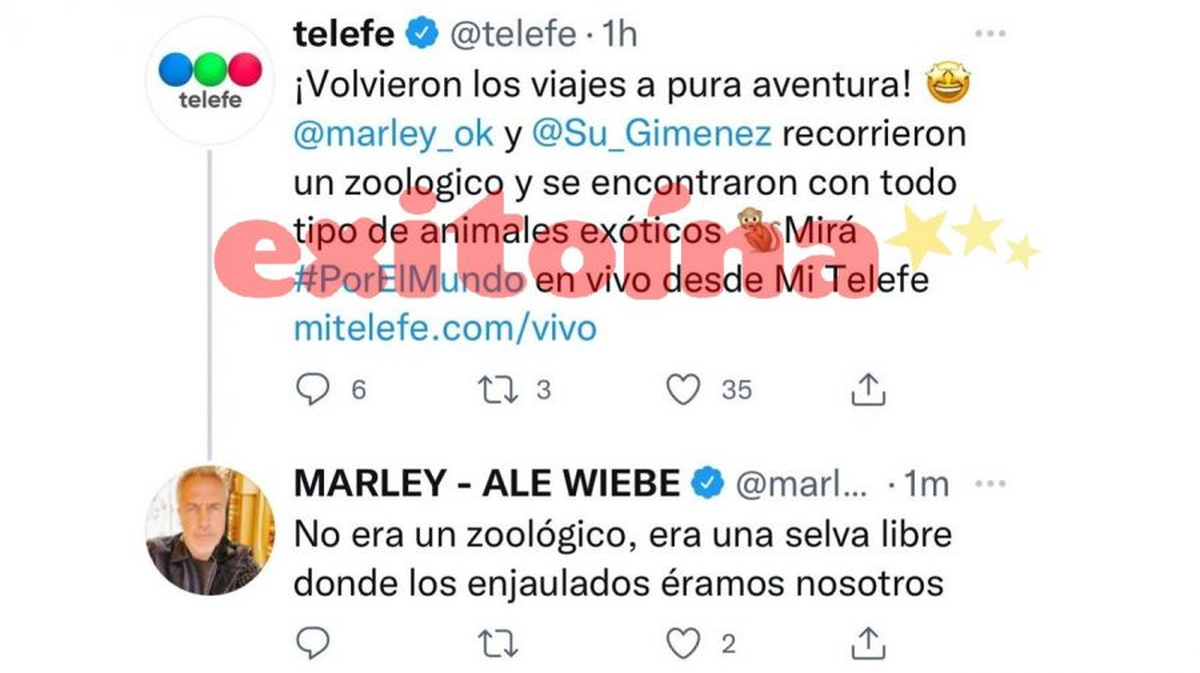 Marley le contesó a la cuenta de Telefé, que luego borraron el tweet.