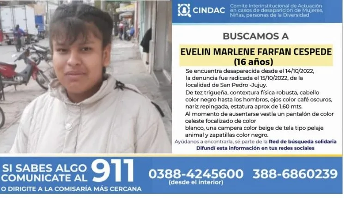 Evelin Marlen Farfán Céspede era buscada desde el viernes pasado cuando desapareció cuando iba rumbo al colegio.