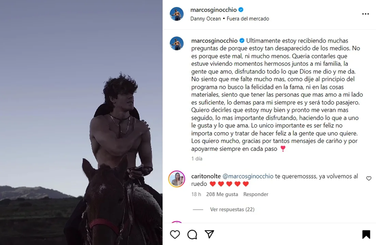 Marcos Ginocchio rompió el silencio luego de los dichos de su compañera de Gran Hermano, Julieta Poggio. Marcos Ginocchio rompió el silencio luego de los dichos de su compañera de Gran Hermano, Julieta Poggio.