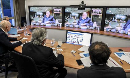 Alberto Fernández en videoconferencia con gobernadores. Imagen de archivo. Alberto Fernández en videoconferencia con gobernadores. Imagen de archivo.