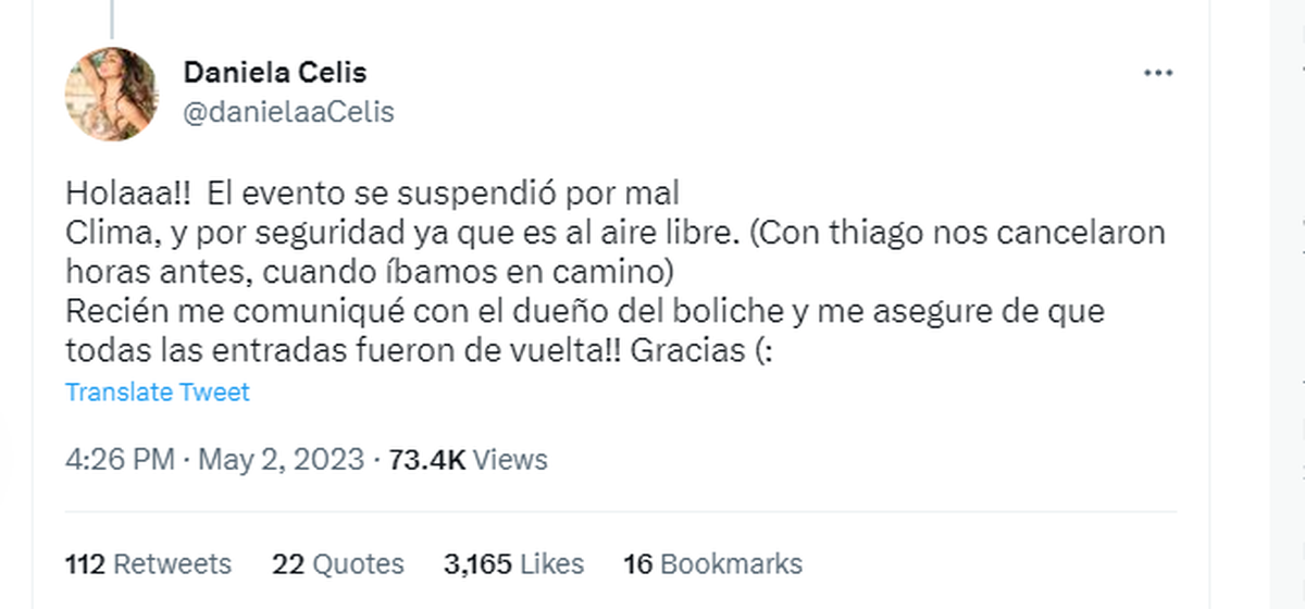 Daniela Celis negó las acusaciones de estafa contra ella y Thiago Medina. 