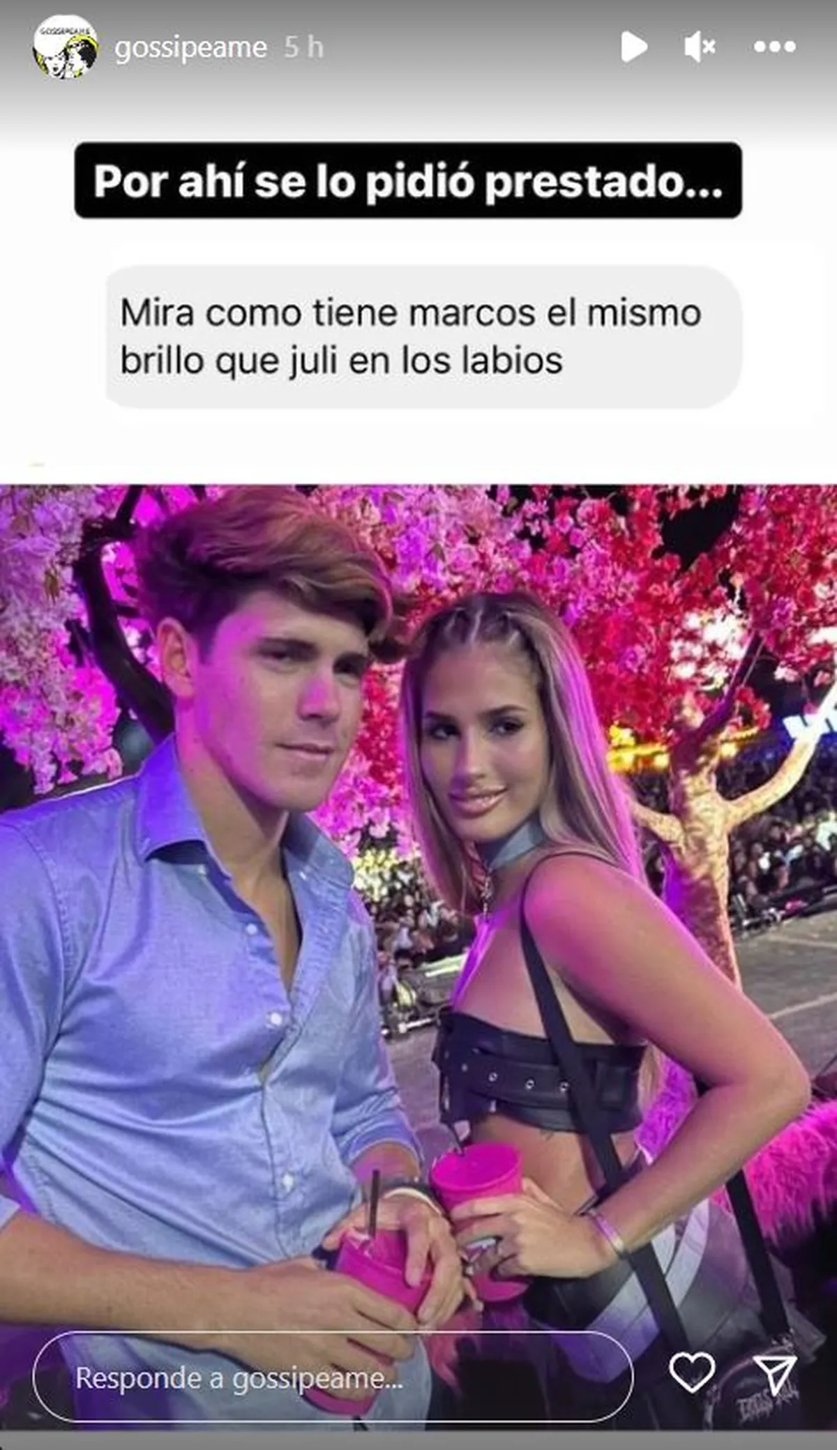 Marcos Ginocchio y Julieta Poggio posaron con el mismo brillo labial y despertaron sospechas: ¿se dieron un beso?