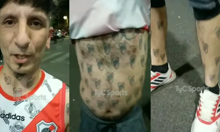 Un hincha de River se tatuó 257 escudos en todo el cuerpo. Un hincha de River se tatuó 257 escudos en todo el cuerpo.