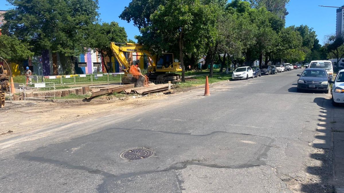 Socav&oacute;n en la zona de bicisenda en calle Pedro Vittori, a la altura de Luciano Molinas