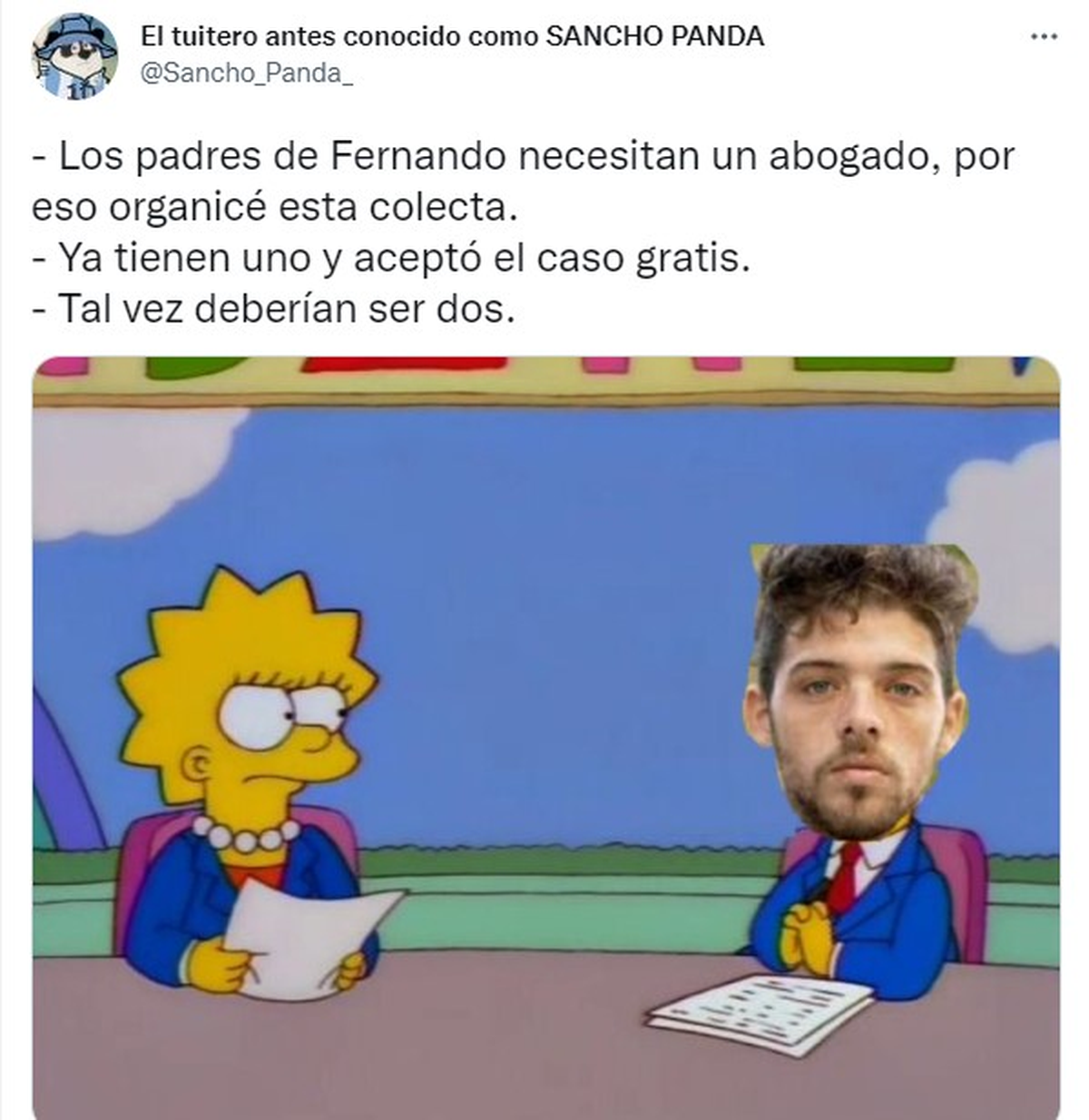 Santi Maratea en un meme pidiendo una colecta económica para los padres del joven fallecido Fernando Báez Sosa.