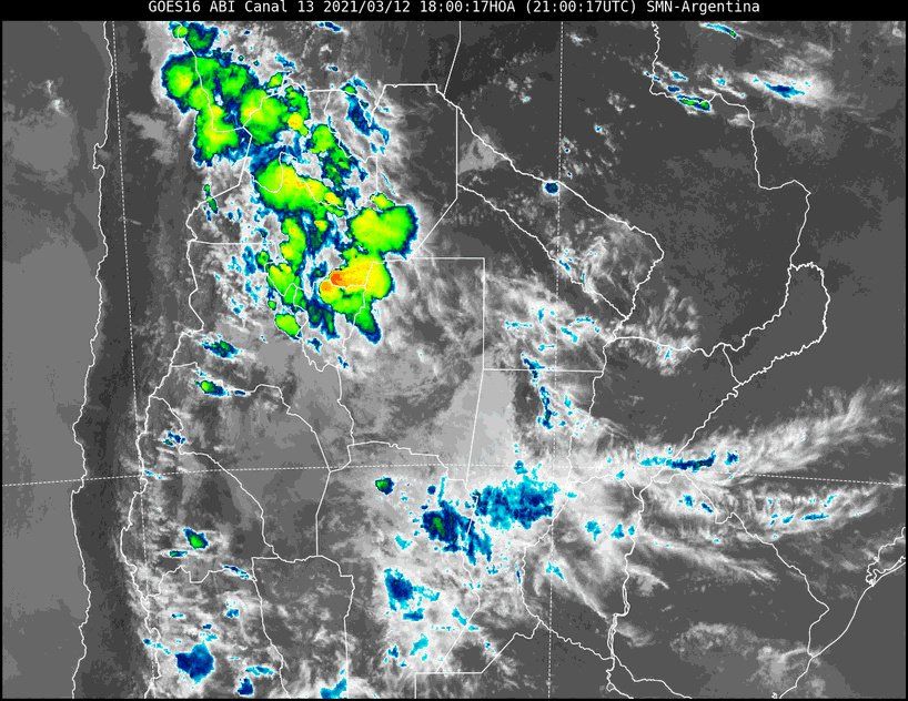 Imagen satelital del tiempo a las 18 horas del viernes.