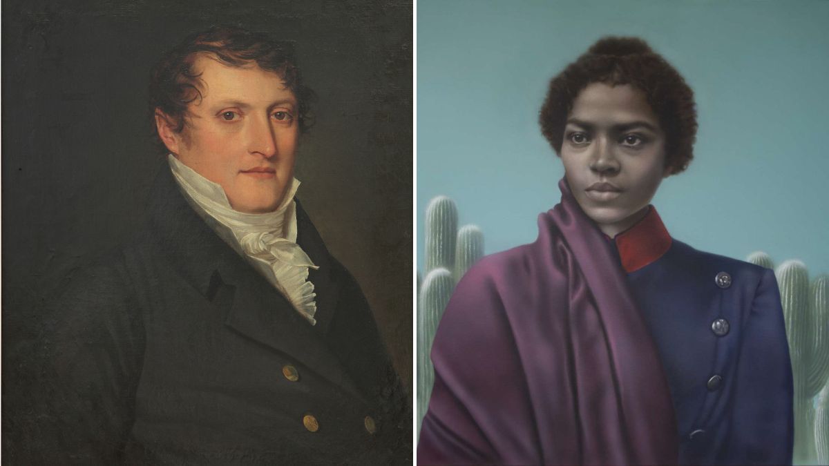 Retrato de Manuel Belgrano por François Casimir Carbonnier y retrato "La capitana" por Gisela Banzer. Retrato de Manuel Belgrano por François Casimir Carbonnier y retrato "La capitana" por Gisela Banzer.