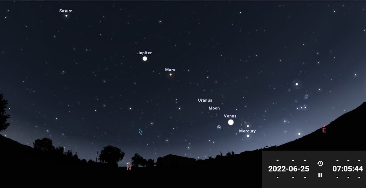 Así se verá el cielo el sábado 25 de junio en Santa Fe.