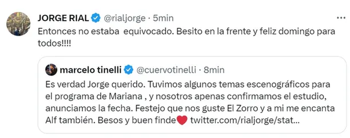 El tenso cruce en redes entre Marcelo Tinelli y Jorge Rial. El tenso cruce en redes entre Marcelo Tinelli y Jorge Rial.