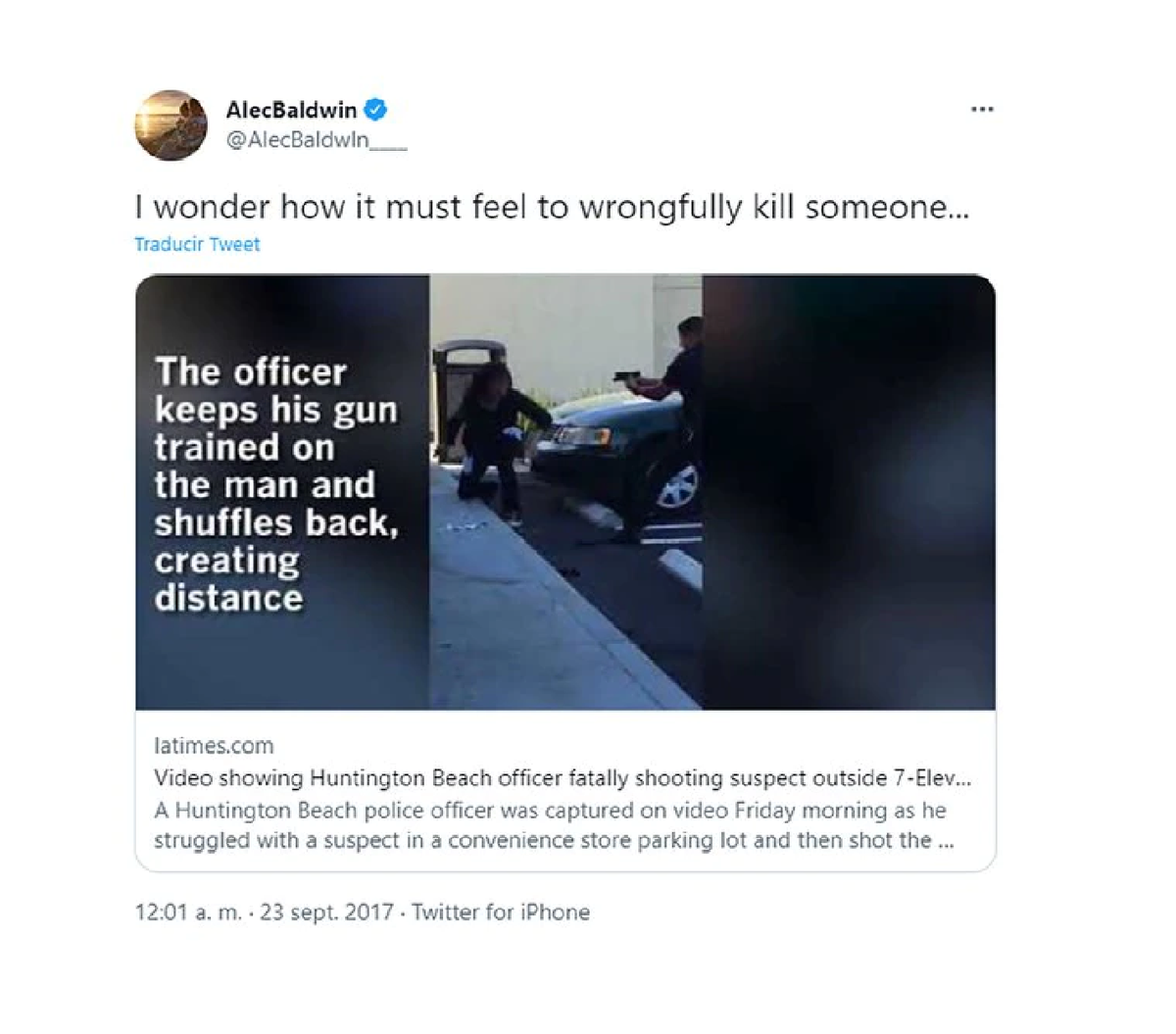 La fatídica premonición de Alec Baldwin en 2017