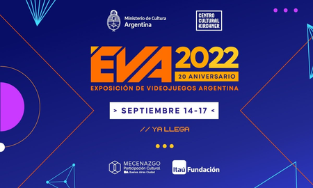 EVA 2022 se realizará del 14 al 17 de septiembre en el Centro Cultural Kirchner (CCK), y será de 14 a 20 hs. con entrada gratuita. EVA 2022 se realizará del 14 al 17 de septiembre en el Centro Cultural Kirchner (CCK), y será de 14 a 20 hs. con entrada gratuita.